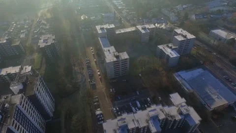 Drone Orbiting Residential Area at Sunset 스톡 동영상 325484907