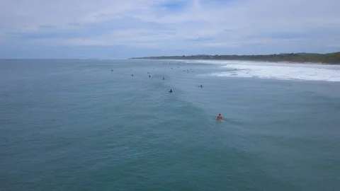 Drone Orbiting the Surf Lineup at Playa Avellanas in Costa Rica in 4K Stock Footage 93872524