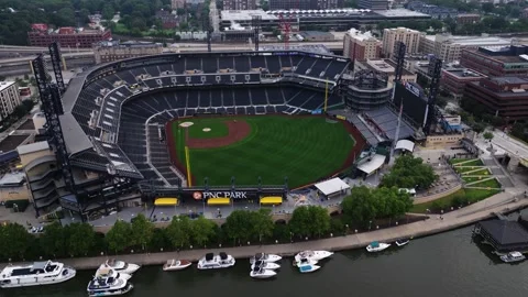 Drone Orbits Above Baseball Stadium at Sunrise Stock Footage 342330998
