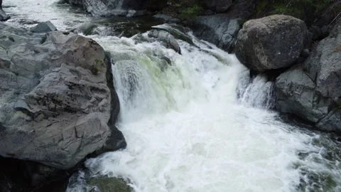 Drone Orbits Around Loves Falls near Sierra City California Stock Footage 245882993