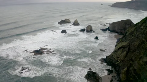 Drone Oregon Oceanside 4K 30FPS Stock Footage 135354589