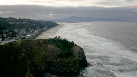 Drone Oregon Oceanside 4K 30FPS Stock Footage 135355142