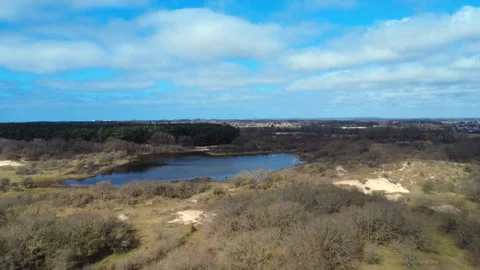 Drone out dunes lake Stock Footage 305481162