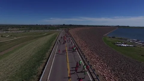 Drone over 5k run Stock Footage 77333979