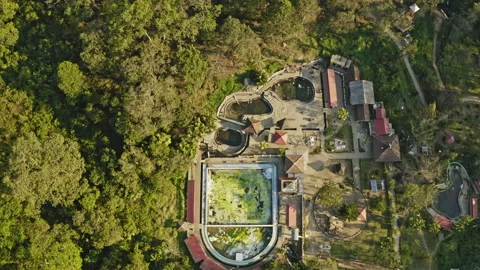 Drone Over Abandoned Hotel Complex In Forest Stock Footage 146103817