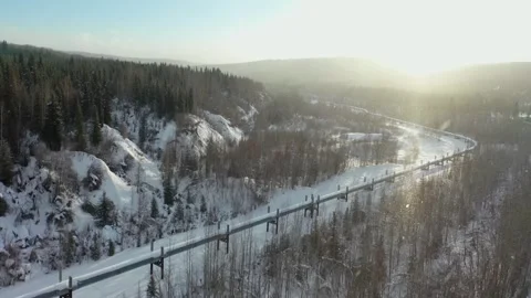 Drone over the Alaska Pipeline 動画素材 294424426
