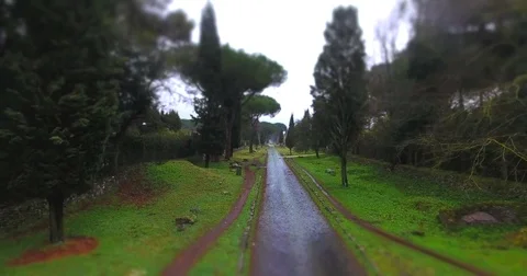 Drone over ancient Roman road Stock Footage 82465348