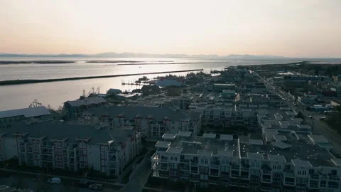 Drone over Apartment Complex Development in Steveston, British Columbia Stock Footage 293863015