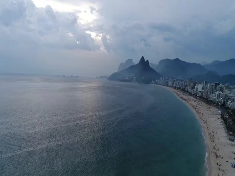 DRONE OVER ARPOARDOR BEACH PAN UP LANDSCAPE RIO Stock Footage 78244814