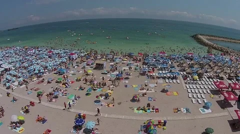 Drone over Beach Stock Footage 65369024