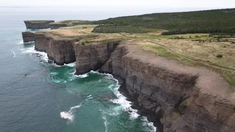 Drone Over Bell Island Cliffs Stock Footage 303499725