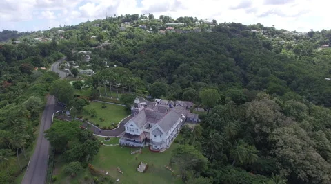 Drone over big county home in the mountains Stock Footage 63453324