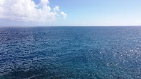 Drone over blue ocean 4K Stock Footage 107397546