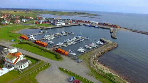 Drone over a boat harbor Video stock 91214357