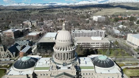 Drone Over Boise: A Unique Perspective of the State Capital Building 4K Stock Footage 237727402