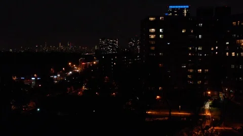 Drone over City at Night Stock Footage 120048189