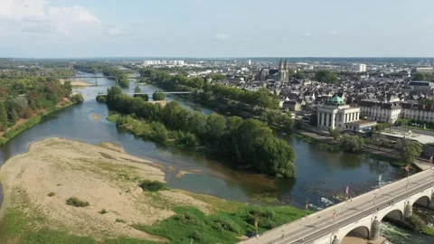 Drone over the city of Tours Stock Footage 323853431
