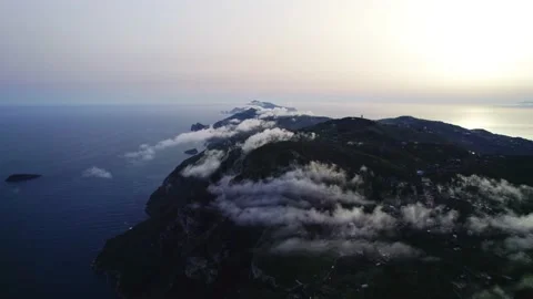 Drone over clouds over amalfi and capri Stock Footage 231915912