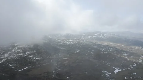 Drone over cloudy summit, Snowy Mountains, Kosciuszko National Park, Australia Stock Footage 240853885