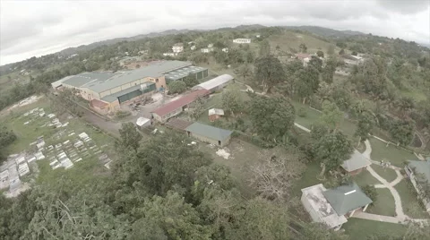 Drone over complex on mountain Stock Footage 62528010