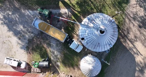 Drone over corn silo Video stock 296661064