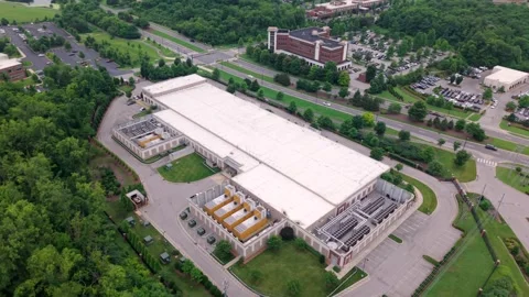 Drone over Data Center with batteries powering plant or building Stock Footage 312269271