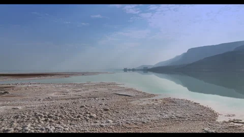 Drone Over the Dead Sea - 4K (Salt Sea) Stock Footage 270180210