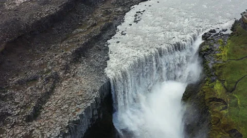 Drone Over Dettifoss Waterfall Stock Footage 213882149