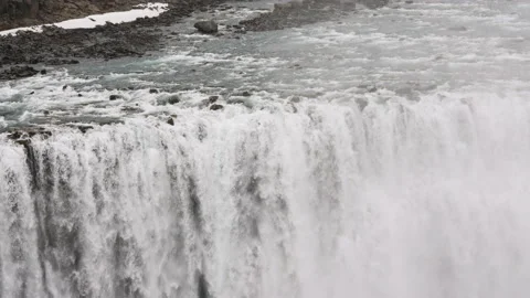 Drone Over Dettifoss Waterfall Stock Footage 213886435