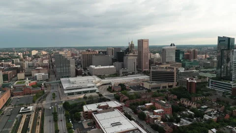 Drone over downtown Baltimore Stock Footage 263142196