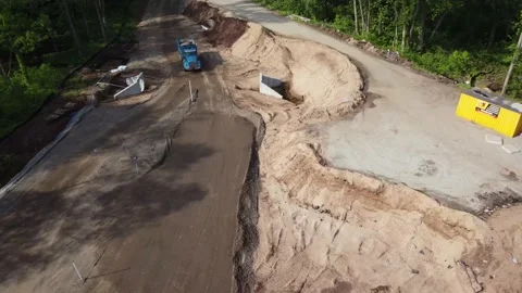 Drone Over Dump Truck Stock Footage 201964868