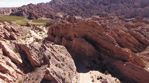 Drone Over Eroded Badlands Formations Ruta 40 Argentina Stock Footage 332229668