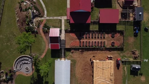Drone over farm planters Stock Footage 198932194