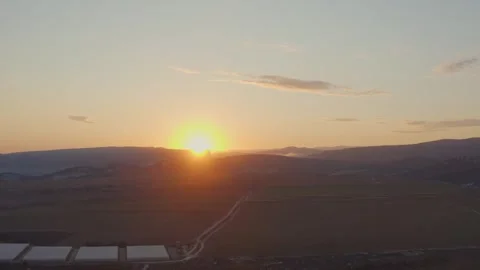 Drone over a field sunset 스톡 동영상 254807568