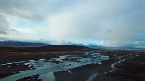 Drone over a flowing river in the landscape Stock Footage 156206115