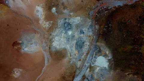 Drone Over Geothermal Terrain Stock Footage 145327088