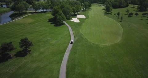 Drone Over Golf Cart Stock Footage 141979353