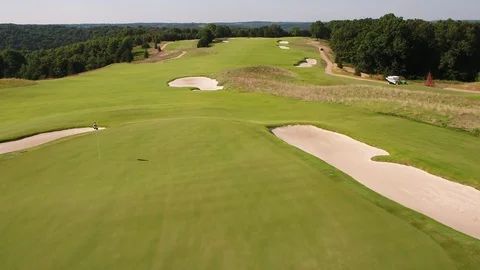 Drone over golf course fairway Video stock 93384868