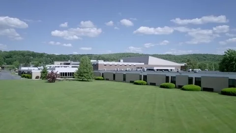 DRONE Over High School Building Stock Footage 76850736