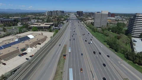Drone over highway in denver Stock Footage 107175319