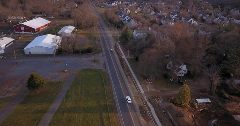 Drone over highway fall winter cars 動画素材 121071907