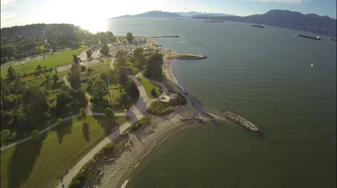 Drone over Jericho Beach, Vancouver City Stock Footage