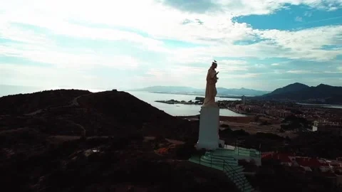 Drone over Jesus Statue Spain Stock-Footage 171342692