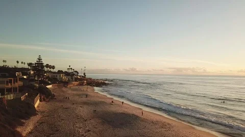 Drone over La Jolla San Diego Beach Stock Footage 122870592