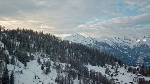 Drone over La Tzoumaz Stock Footage 101488358