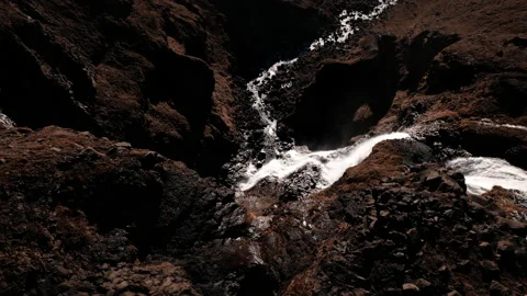 Drone over landscape of flowing waterfall of rjukandafoss Video stock 166500109