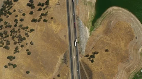 Drone Over a Lonely Straight Long Road Highway Stock Footage 293808345
