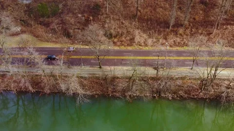 Drone Over Looking Road and Schuylkill River Philadelphia Video stock 146707707