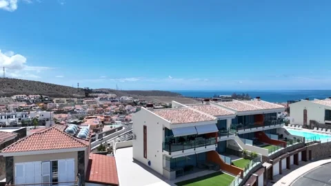 Drone Over Luxurious Area with Ocean View and Clear Sky Aruineguín Gran Canaria Stock Footage 310064615
