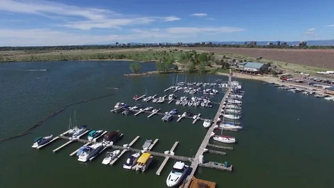 Drone over marina Stock Footage 77333600